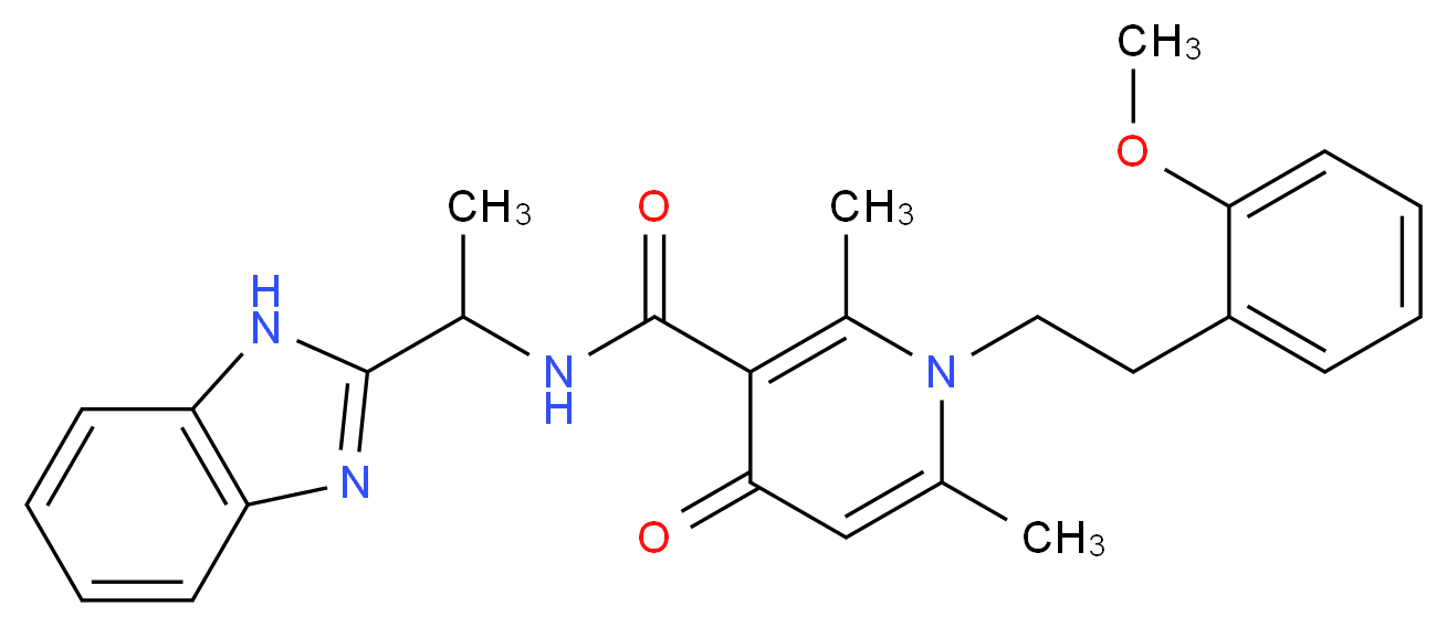N-[1-(1H-benzimidazol-2-yl)ethyl]-1-[2-(2-methoxyphenyl)ethyl]-2,6-dimethyl-4-oxo-1,4-dihydro-3-pyridinecarboxamide_分子结构_CAS_)