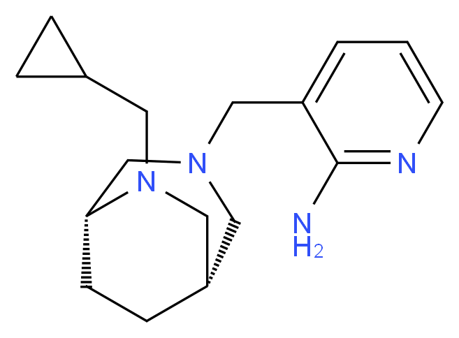 3-{[(1S*,5R*)-6-(cyclopropylmethyl)-3,6-diazabicyclo[3.2.2]non-3-yl]methyl}pyridin-2-amine_分子结构_CAS_)
