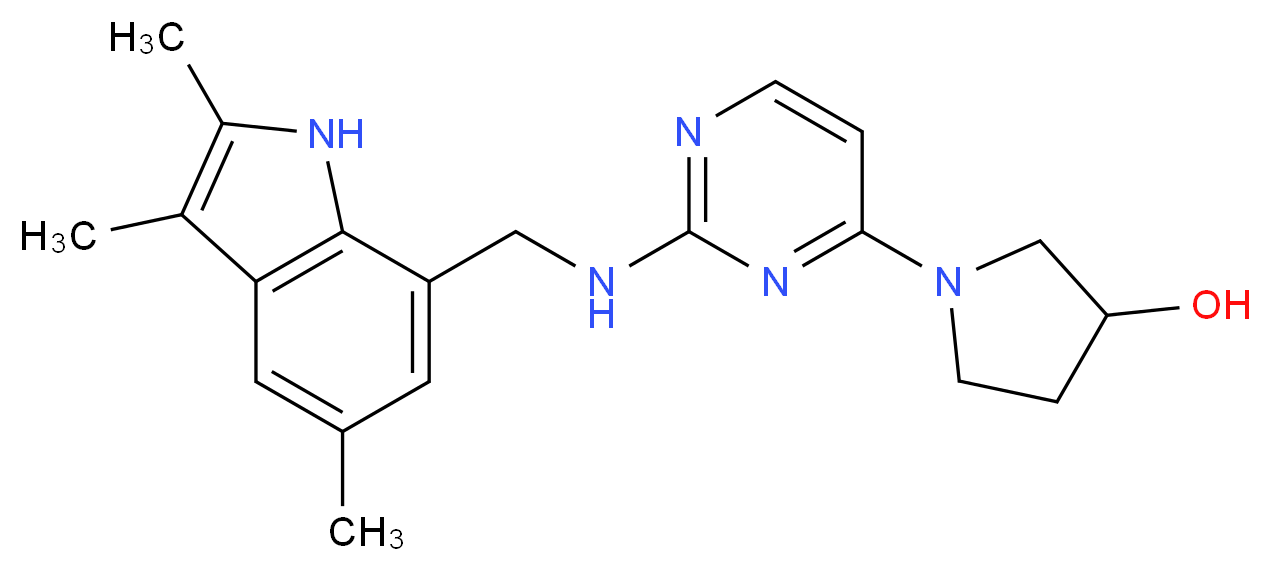 1-(2-{[(2,3,5-trimethyl-1H-indol-7-yl)methyl]amino}pyrimidin-4-yl)pyrrolidin-3-ol_分子结构_CAS_)