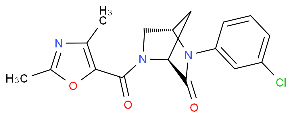 (1S*,4S*)-2-(3-chlorophenyl)-5-[(2,4-dimethyl-1,3-oxazol-5-yl)carbonyl]-2,5-diazabicyclo[2.2.1]heptan-3-one_分子结构_CAS_)