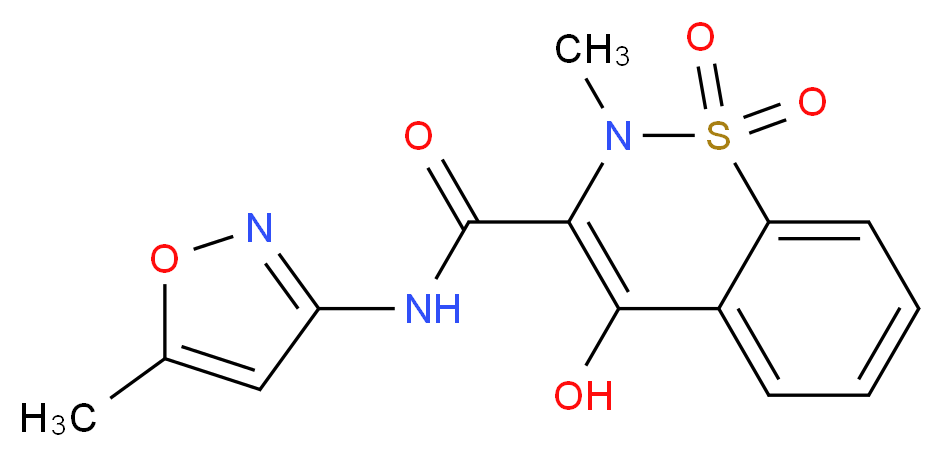 4-hydroxy-2-methyl-N-(5-methyl-1,2-oxazol-3-yl)-1,1-dioxo-2H-1λ<sup>6</sup>,2-benzothiazine-3-carboxamide_分子结构_CAS_34552-84-6