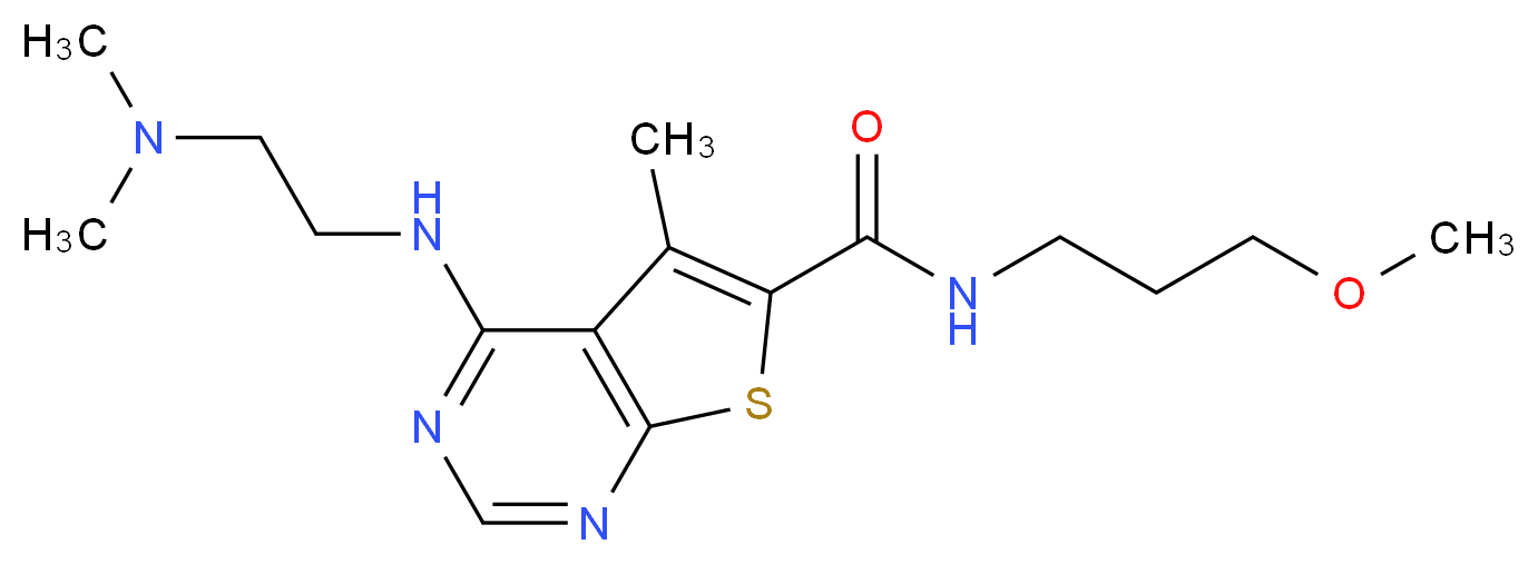 4-{[2-(dimethylamino)ethyl]amino}-N-(3-methoxypropyl)-5-methylthieno[2,3-d]pyrimidine-6-carboxamide_分子结构_CAS_)