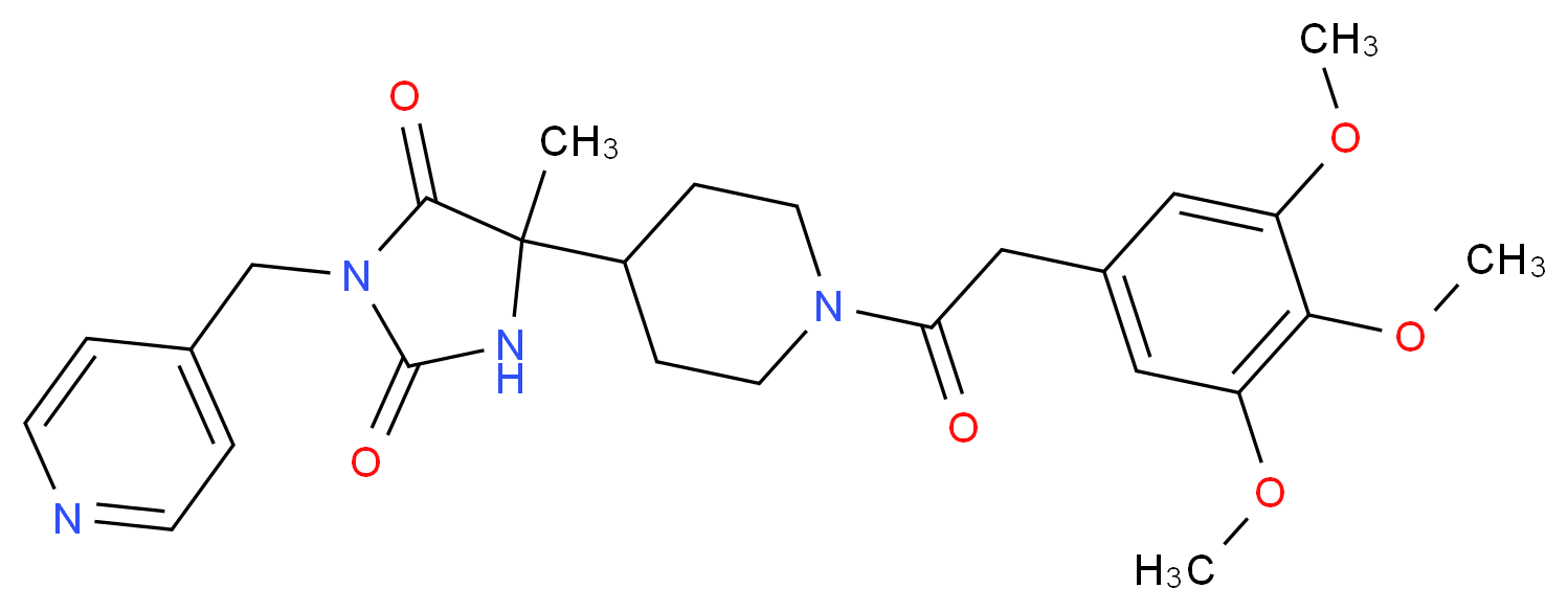 5-methyl-3-(4-pyridinylmethyl)-5-{1-[(3,4,5-trimethoxyphenyl)acetyl]-4-piperidinyl}-2,4-imidazolidinedione_分子结构_CAS_)