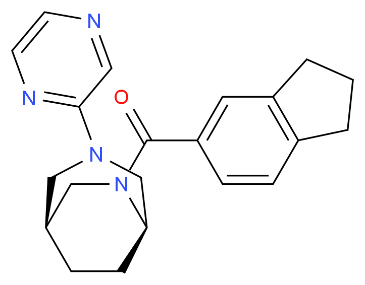 (1S*,5R*)-6-(2,3-dihydro-1H-inden-5-ylcarbonyl)-3-(2-pyrazinyl)-3,6-diazabicyclo[3.2.2]nonane_分子结构_CAS_)