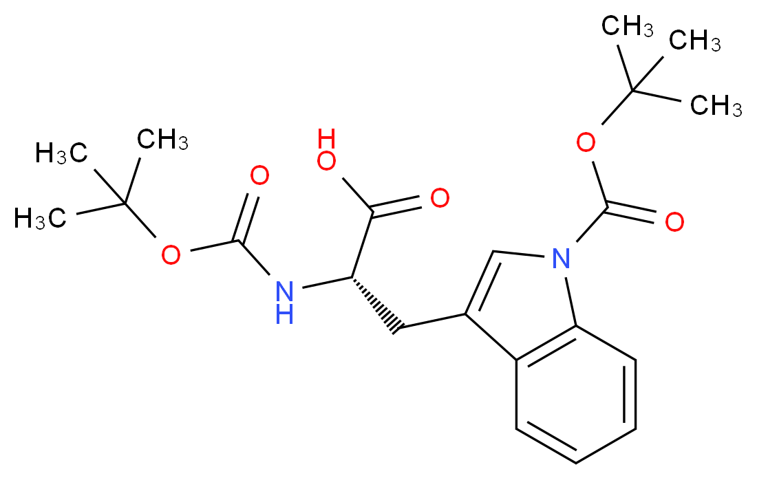 (2S)-3-{1-[(tert-butoxy)carbonyl]-1H-indol-3-yl}-2-{[(tert-butoxy)carbonyl]amino}propanoic acid_分子结构_CAS_144599-95-1