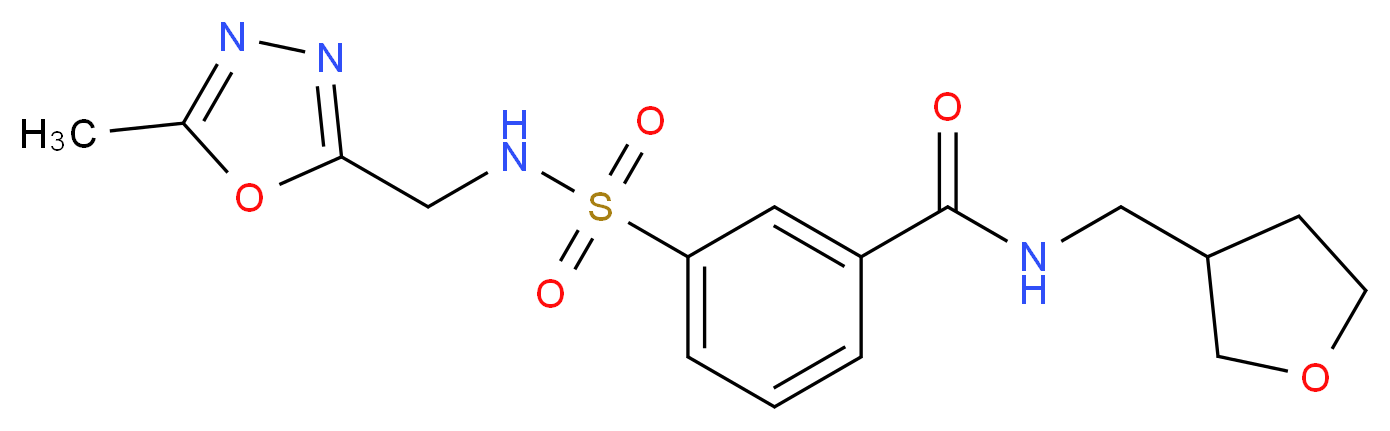 3-({[(5-methyl-1,3,4-oxadiazol-2-yl)methyl]amino}sulfonyl)-N-(tetrahydrofuran-3-ylmethyl)benzamide_分子结构_CAS_)