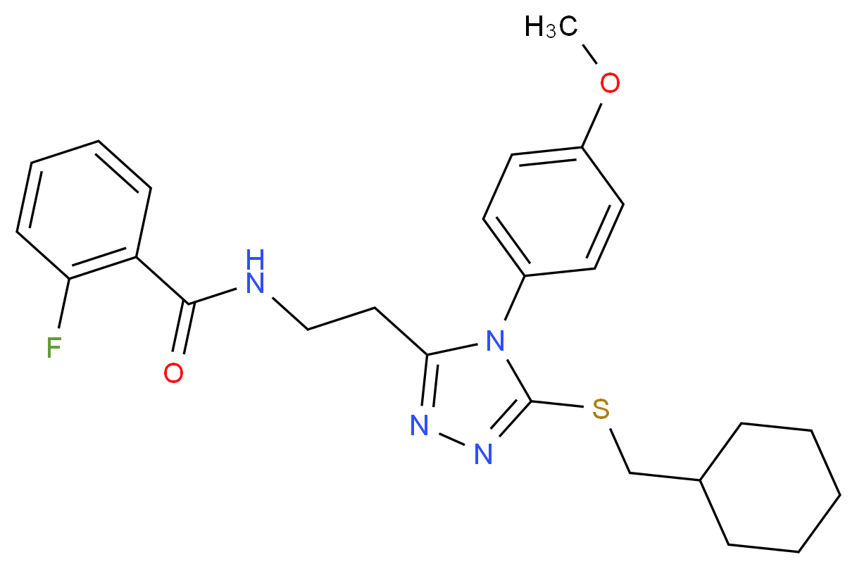 N-{2-[5-[(cyclohexylmethyl)thio]-4-(4-methoxyphenyl)-4H-1,2,4-triazol-3-yl]ethyl}-2-fluorobenzamide_分子结构_CAS_)