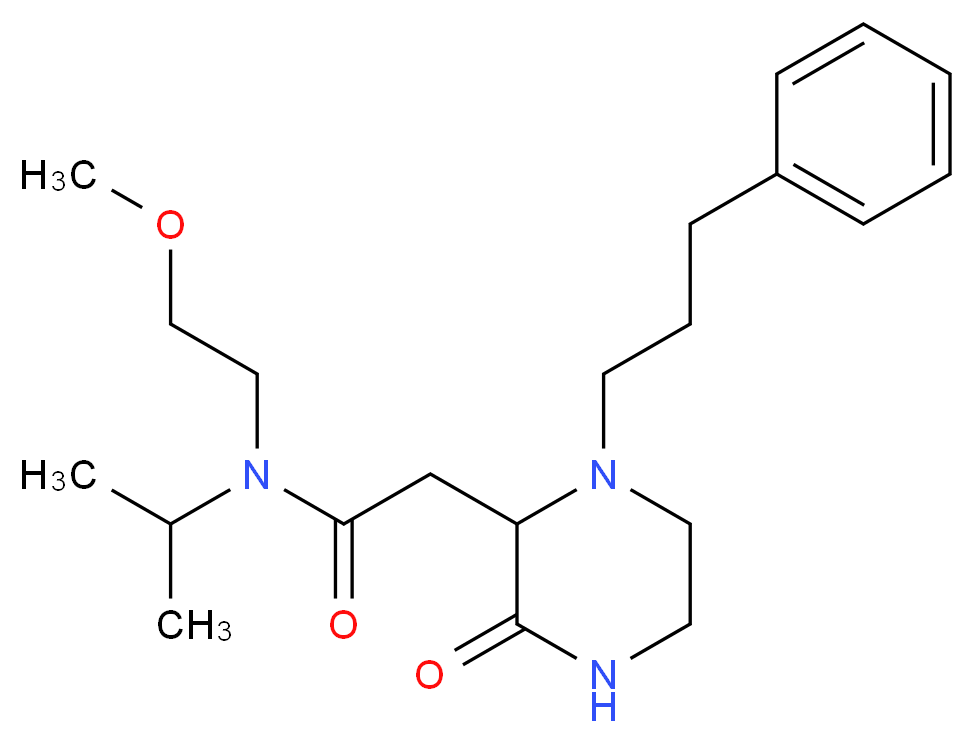 N-isopropyl-N-(2-methoxyethyl)-2-[3-oxo-1-(3-phenylpropyl)-2-piperazinyl]acetamide_分子结构_CAS_)