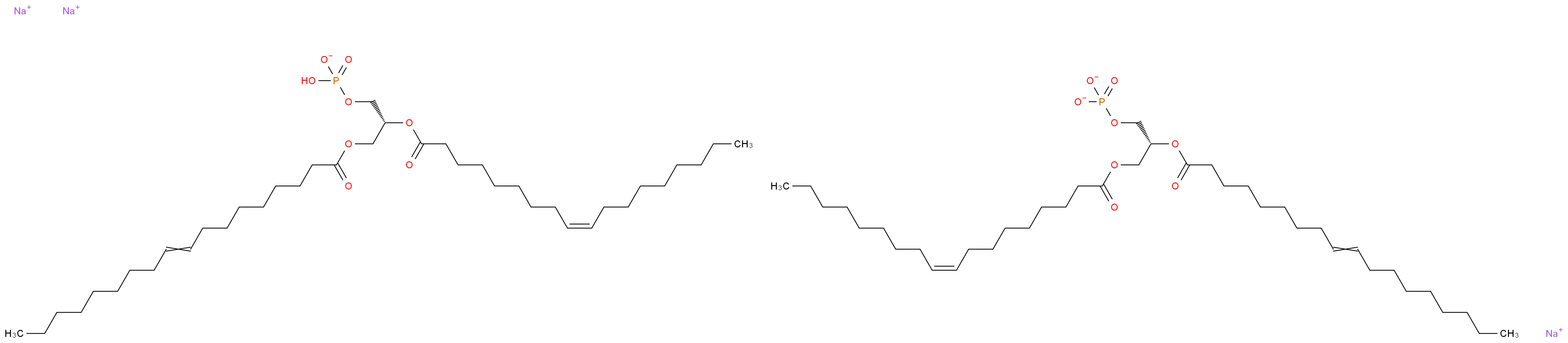 trisodium (2R)-1-[(9Z)-octadec-9-enoyloxy]-3-(phosphonatooxy)propan-2-yl octadec-9-enoate (2R)-3-(hydrogen phosphonatooxy)-2-[(9Z)-octadec-9-enoyloxy]propyl octadec-9-enoate_分子结构_CAS_108392-02-5