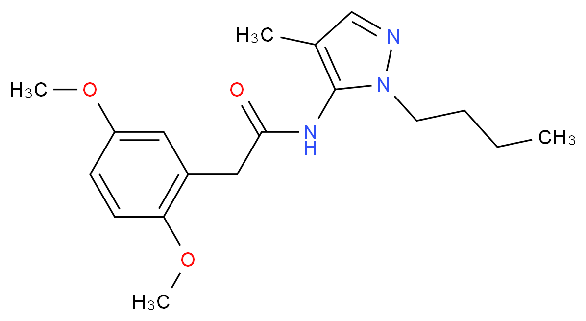 N-(1-butyl-4-methyl-1H-pyrazol-5-yl)-2-(2,5-dimethoxyphenyl)acetamide_分子结构_CAS_)