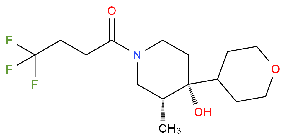 (3R*,4R*)-3-methyl-4-(tetrahydro-2H-pyran-4-yl)-1-(4,4,4-trifluorobutanoyl)-4-piperidinol_分子结构_CAS_)
