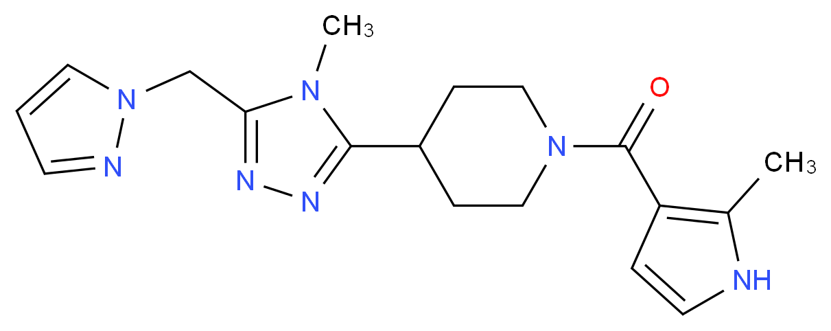 4-[4-methyl-5-(1H-pyrazol-1-ylmethyl)-4H-1,2,4-triazol-3-yl]-1-[(2-methyl-1H-pyrrol-3-yl)carbonyl]piperidine_分子结构_CAS_)