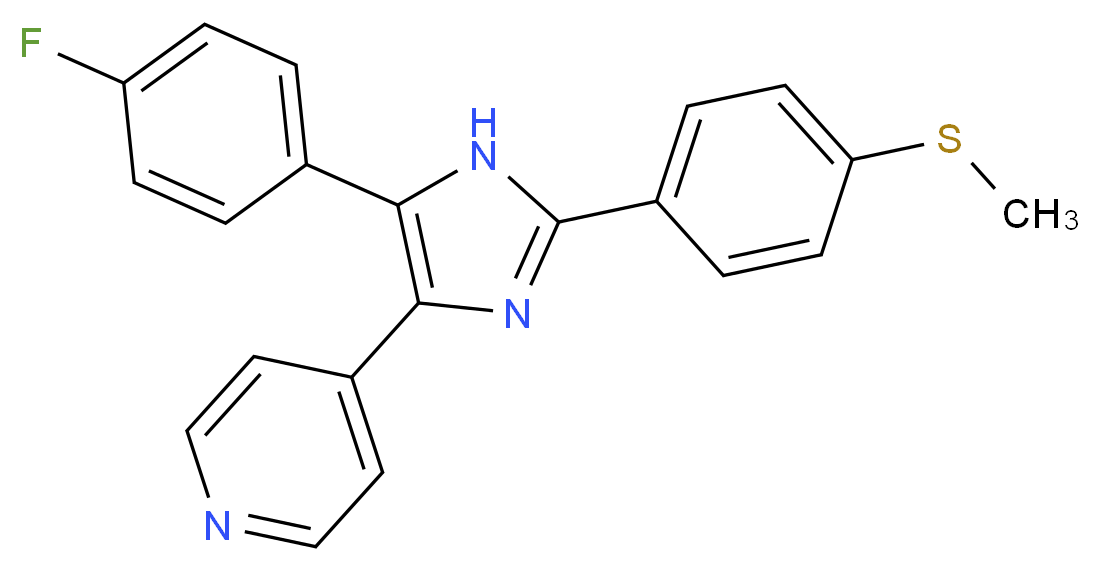 4-[5-(4-fluorophenyl)-2-[4-(methylsulfanyl)phenyl]-1H-imidazol-4-yl]pyridine_分子结构_CAS_152121-44-3