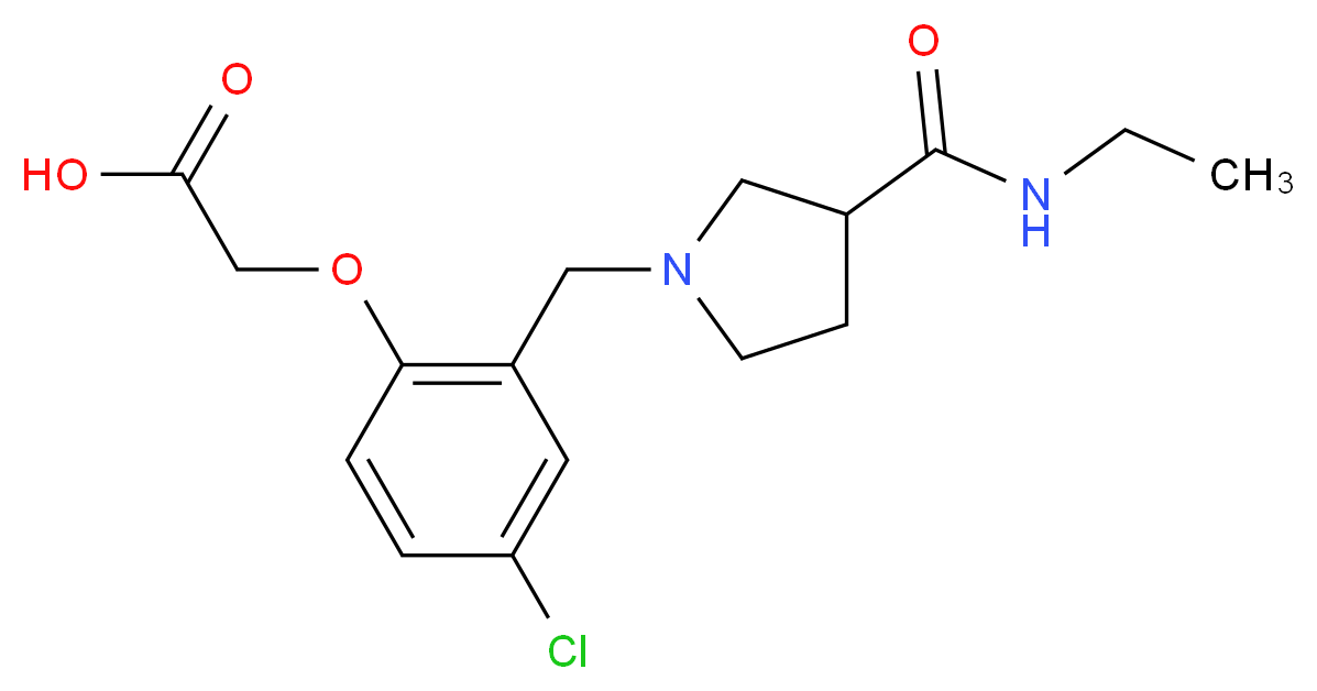 [4-chloro-2-({3-[(ethylamino)carbonyl]pyrrolidin-1-yl}methyl)phenoxy]acetic acid_分子结构_CAS_)