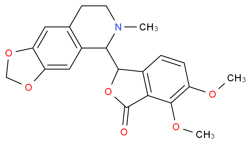 6,7-dimethoxy-3-{6-methyl-2H,5H,6H,7H,8H-[1,3]dioxolo[4,5-g]isoquinolin-5-yl}-1,3-dihydro-2-benzofuran-1-one_分子结构_CAS_118-08-1