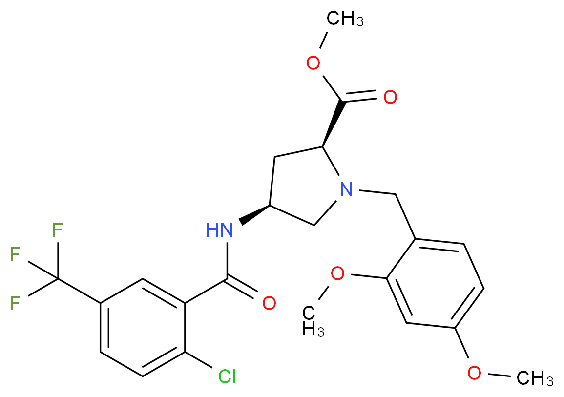 methyl (4S)-4-{[2-chloro-5-(trifluoromethyl)benzoyl]amino}-1-(2,4-dimethoxybenzyl)-L-prolinate_分子结构_CAS_)
