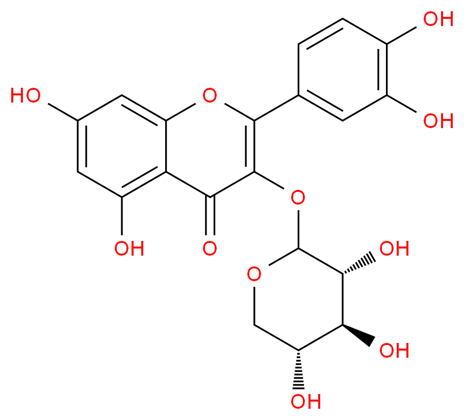 2-(3,4-dihydroxyphenyl)-5,7-dihydroxy-3-{[(3R,4S,5R)-3,4,5-trihydroxyoxan-2-yl]oxy}-4H-chromen-4-one_分子结构_CAS_549-32-6