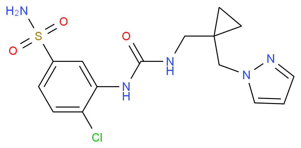 4-chloro-3-{[({[1-(1H-pyrazol-1-ylmethyl)cyclopropyl]methyl}amino)carbonyl]amino}benzenesulfonamide_分子结构_CAS_)