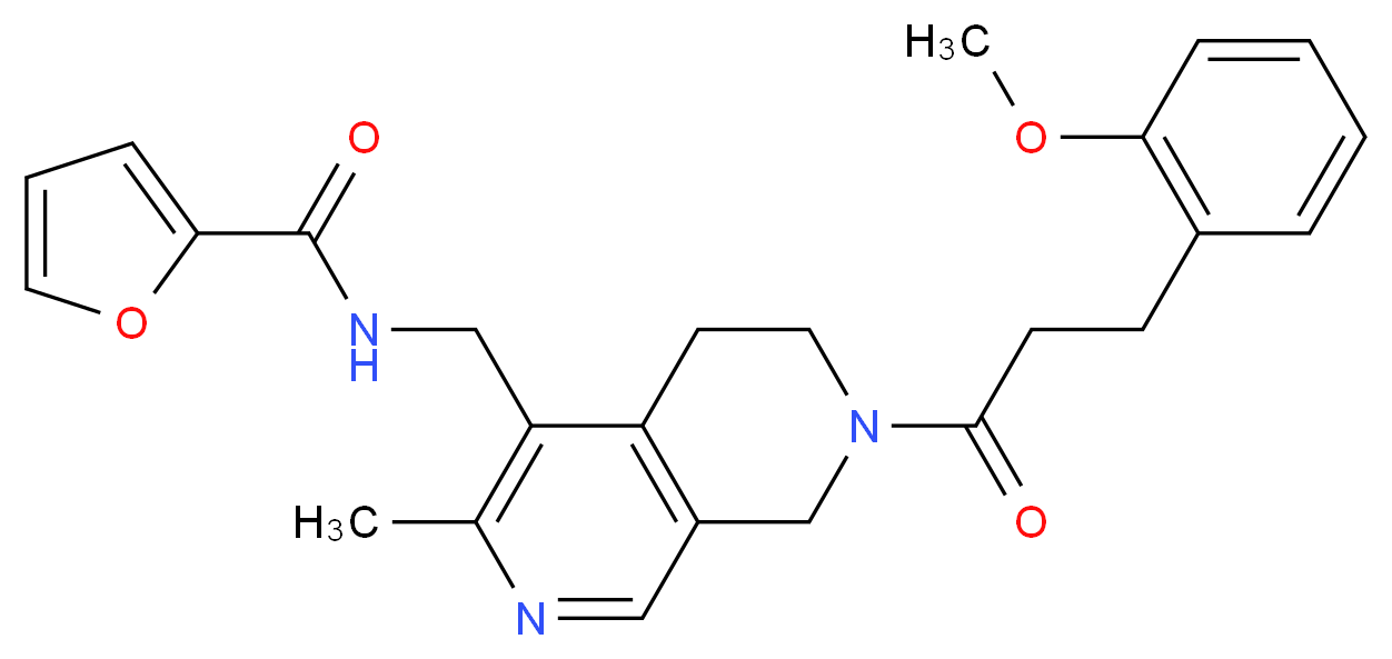 N-({7-[3-(2-methoxyphenyl)propanoyl]-3-methyl-5,6,7,8-tetrahydro-2,7-naphthyridin-4-yl}methyl)-2-furamide_分子结构_CAS_)