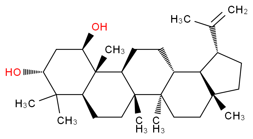 (1R,2R,5R,8R,9R,10R,13S,14R,15R,17R,19S)-1,2,5,14,18,18-hexamethyl-8-(prop-1-en-2-yl)pentacyclo[11.8.0.0<sup>2</sup>,<sup>1</sup><sup>0</sup>.0<sup>5</sup>,<sup>9</sup>.0<sup>1</sup><sup>4</sup>,<sup>1</sup><sup>9</sup>]henicosane-15,17-diol_分子结构_CAS_6610-56-6