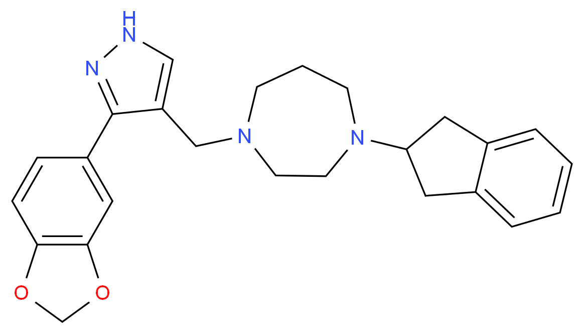 1-{[3-(1,3-benzodioxol-5-yl)-1H-pyrazol-4-yl]methyl}-4-(2,3-dihydro-1H-inden-2-yl)-1,4-diazepane_分子结构_CAS_)