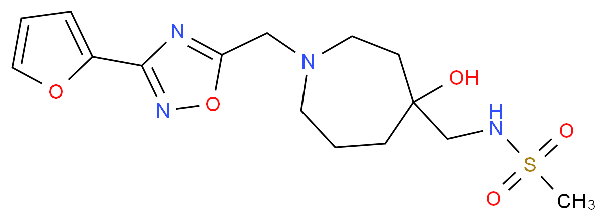 N-[(1-{[3-(2-furyl)-1,2,4-oxadiazol-5-yl]methyl}-4-hydroxy-4-azepanyl)methyl]methanesulfonamide_分子结构_CAS_)