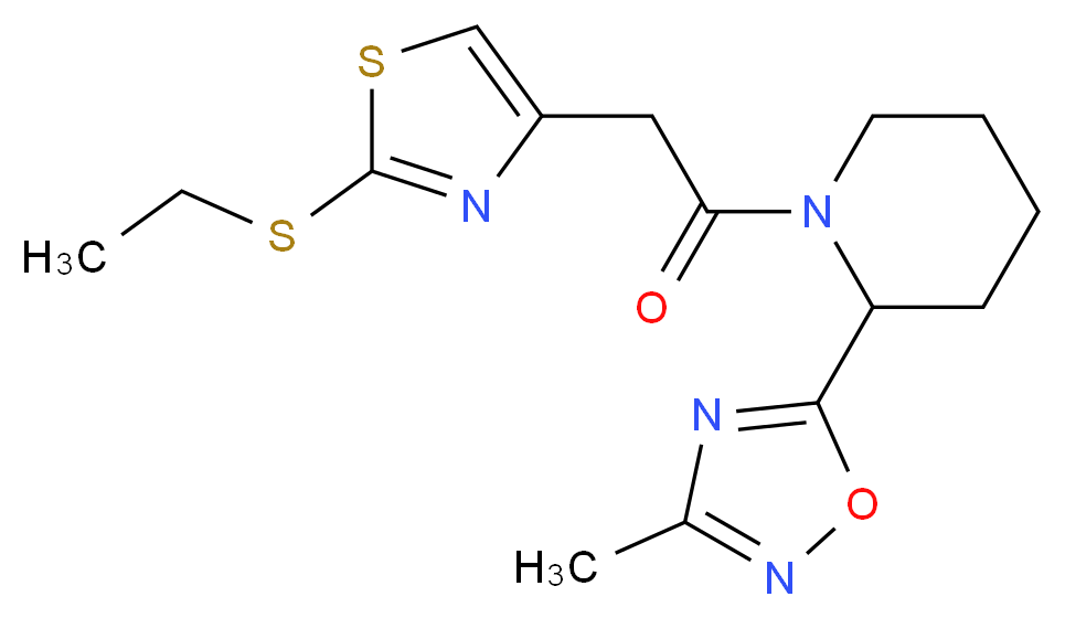 1-{[2-(ethylthio)-1,3-thiazol-4-yl]acetyl}-2-(3-methyl-1,2,4-oxadiazol-5-yl)piperidine_分子结构_CAS_)