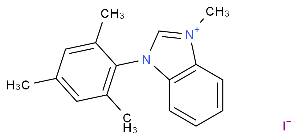 3-methyl-1-(2,4,6-trimethylphenyl)-1H-1,3-benzodiazol-3-ium iodide_分子结构_CAS_937807-73-3
