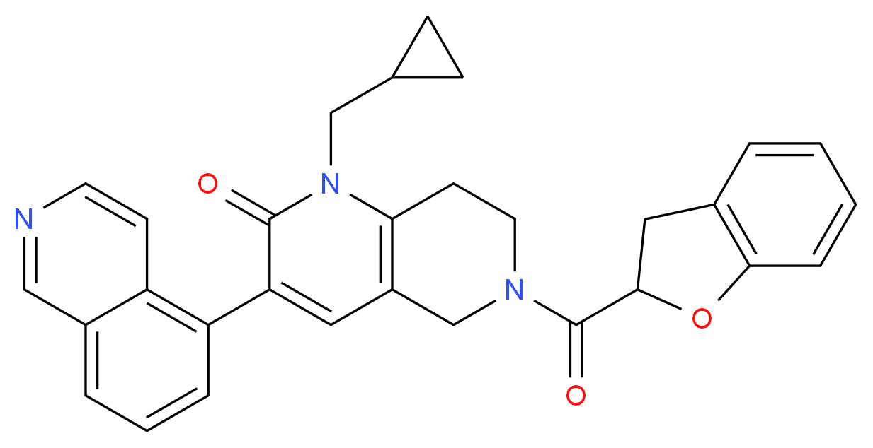 1-(cyclopropylmethyl)-6-(2,3-dihydro-1-benzofuran-2-ylcarbonyl)-3-(5-isoquinolinyl)-5,6,7,8-tetrahydro-1,6-naphthyridin-2(1H)-one_分子结构_CAS_)