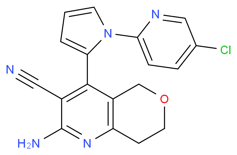 2-amino-4-[1-(5-chloropyridin-2-yl)-1H-pyrrol-2-yl]-7,8-dihydro-5H-pyrano[4,3-b]pyridine-3-carbonitrile_分子结构_CAS_)