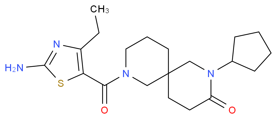 8-[(2-amino-4-ethyl-1,3-thiazol-5-yl)carbonyl]-2-cyclopentyl-2,8-diazaspiro[5.5]undecan-3-one_分子结构_CAS_)