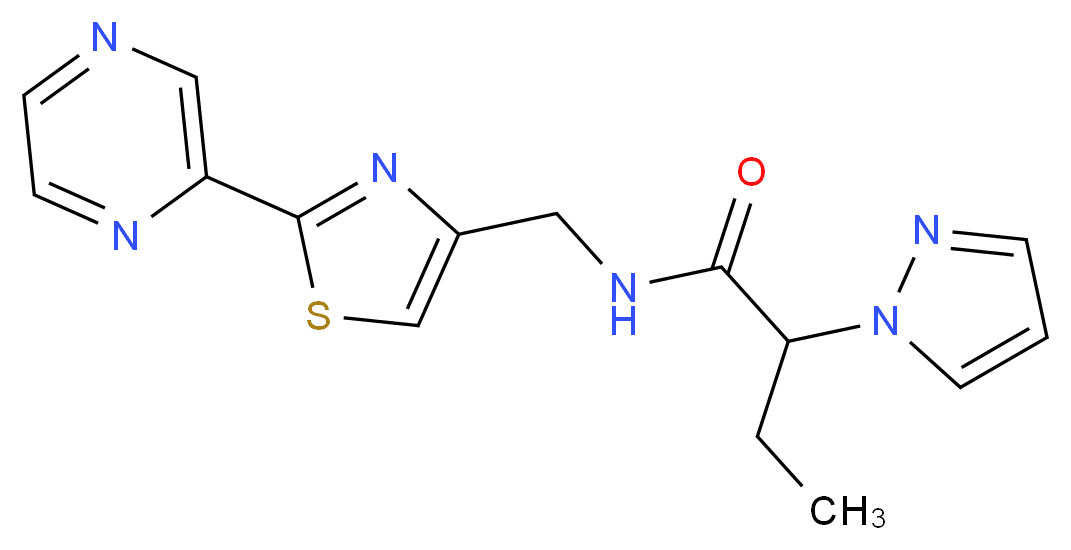 N-{[2-(2-pyrazinyl)-1,3-thiazol-4-yl]methyl}-2-(1H-pyrazol-1-yl)butanamide_分子结构_CAS_)