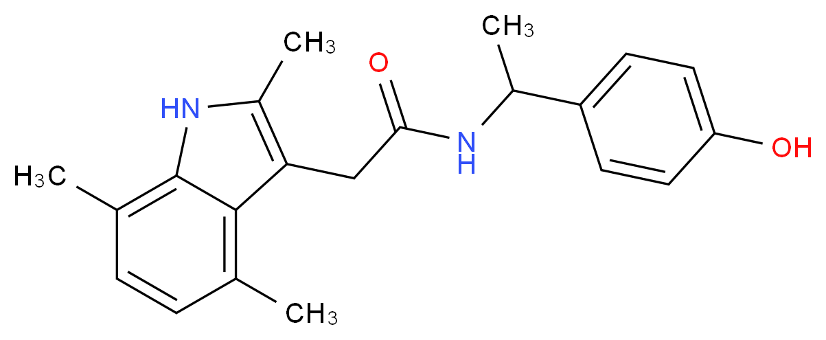 N-[1-(4-hydroxyphenyl)ethyl]-2-(2,4,7-trimethyl-1H-indol-3-yl)acetamide_分子结构_CAS_)