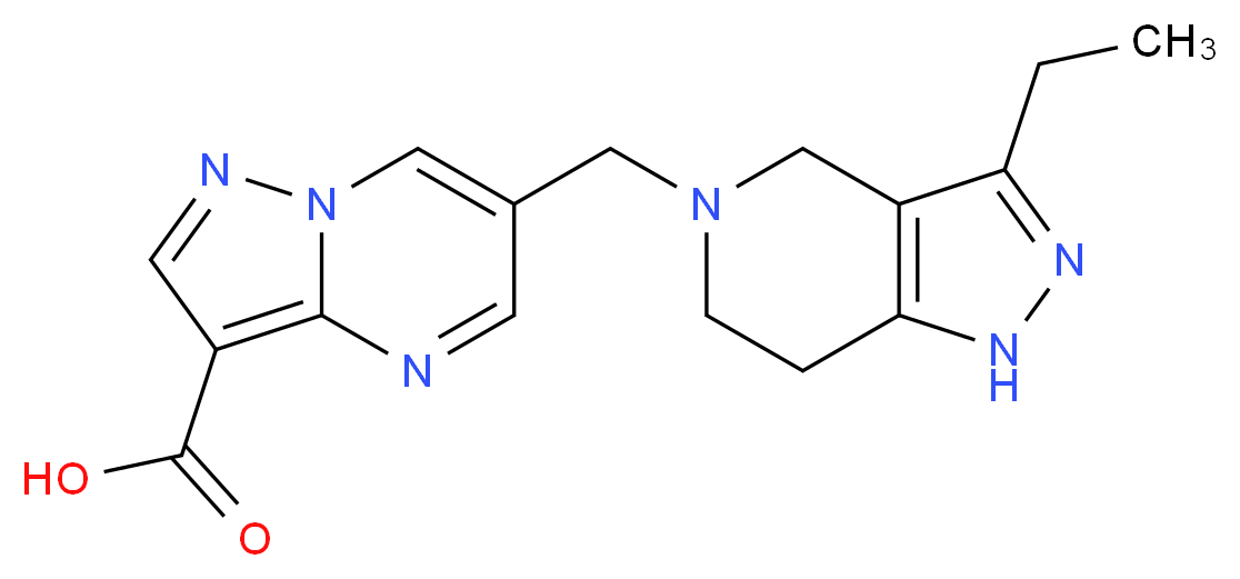 6-[(3-ethyl-1,4,6,7-tetrahydro-5H-pyrazolo[4,3-c]pyridin-5-yl)methyl]pyrazolo[1,5-a]pyrimidine-3-carboxylic acid_分子结构_CAS_)