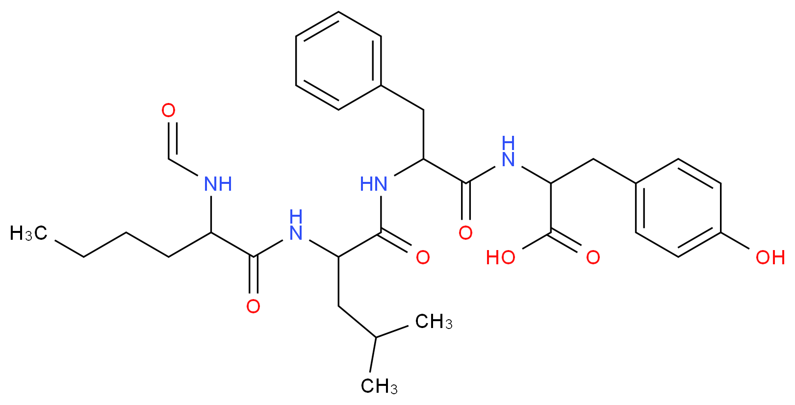 3-(4-hydroxyphenyl)-2-{2-[2-(2-formamidohexanamido)-4-methylpentanamido]-3-phenylpropanamido}propanoic acid_分子结构_CAS_100007-40-7