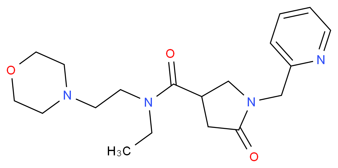 N-ethyl-N-[2-(4-morpholinyl)ethyl]-5-oxo-1-(2-pyridinylmethyl)-3-pyrrolidinecarboxamide_分子结构_CAS_)
