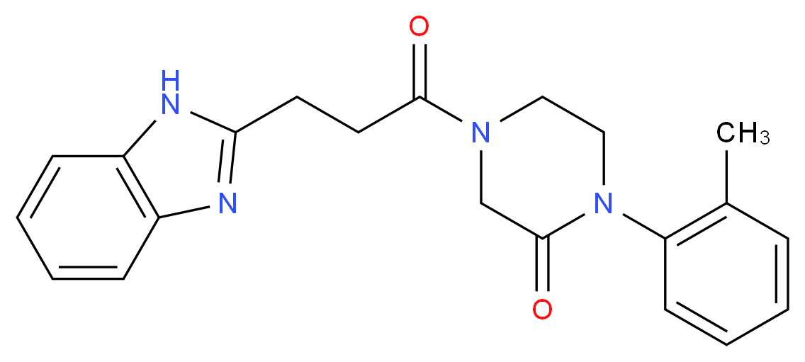 4-[3-(1H-benzimidazol-2-yl)propanoyl]-1-(2-methylphenyl)-2-piperazinone_分子结构_CAS_)