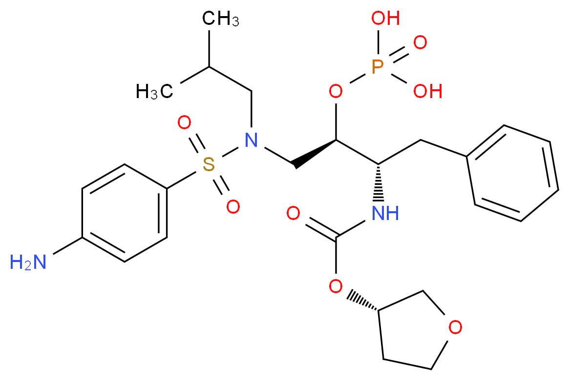 {[(2R,3S)-1-[N-(2-methylpropyl)4-aminobenzenesulfonamido]-3-({[(3S)-oxolan-3-yloxy]carbonyl}amino)-4-phenylbutan-2-yl]oxy}phosphonic acid_分子结构_CAS_226700-79-4