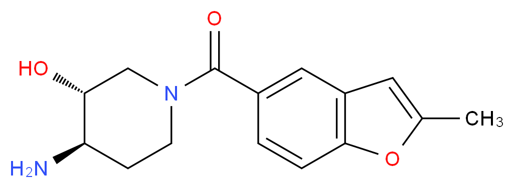 (3R*,4R*)-4-amino-1-[(2-methyl-1-benzofuran-5-yl)carbonyl]piperidin-3-ol_分子结构_CAS_)