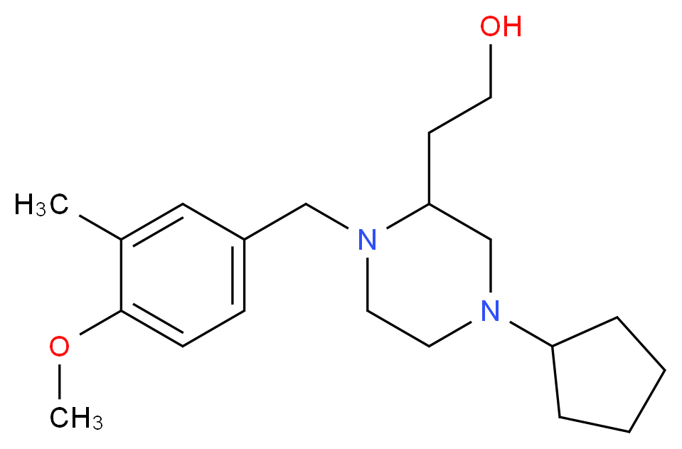 2-[4-cyclopentyl-1-(4-methoxy-3-methylbenzyl)-2-piperazinyl]ethanol_分子结构_CAS_)