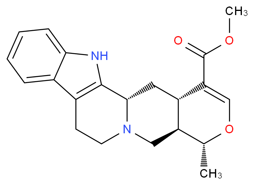 methyl (1S,15R,16R,20S)-16-methyl-17-oxa-3,13-diazapentacyclo[11.8.0.0<sup>2</sup>,<sup>1</sup><sup>0</sup>.0<sup>4</sup>,<sup>9</sup>.0<sup>1</sup><sup>5</sup>,<sup>2</sup><sup>0</sup>]henicosa-2(10),4,6,8,18-pentaene-19-carboxylate_分子结构_CAS_25532-45-0