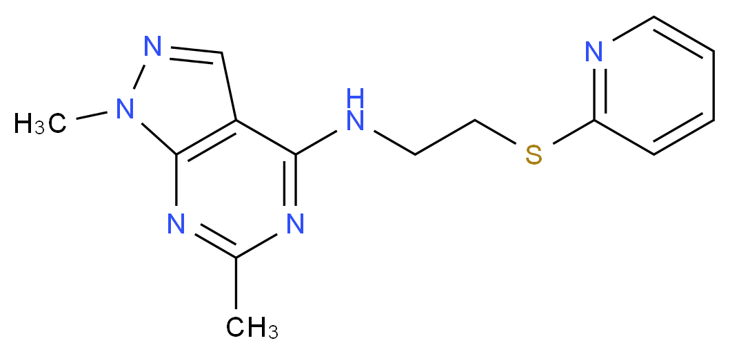 1,6-dimethyl-N-[2-(pyridin-2-ylthio)ethyl]-1H-pyrazolo[3,4-d]pyrimidin-4-amine_分子结构_CAS_)