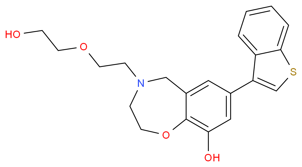 7-(1-benzothien-3-yl)-4-[2-(2-hydroxyethoxy)ethyl]-2,3,4,5-tetrahydro-1,4-benzoxazepin-9-ol_分子结构_CAS_)