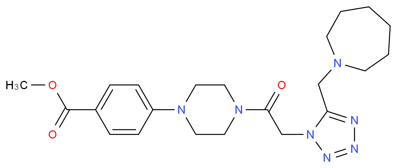methyl 4-(4-{[5-(1-azepanylmethyl)-1H-tetrazol-1-yl]acetyl}-1-piperazinyl)benzoate_分子结构_CAS_)