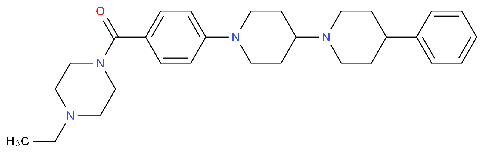 1'-{4-[(4-ethyl-1-piperazinyl)carbonyl]phenyl}-4-phenyl-1,4'-bipiperidine_分子结构_CAS_)