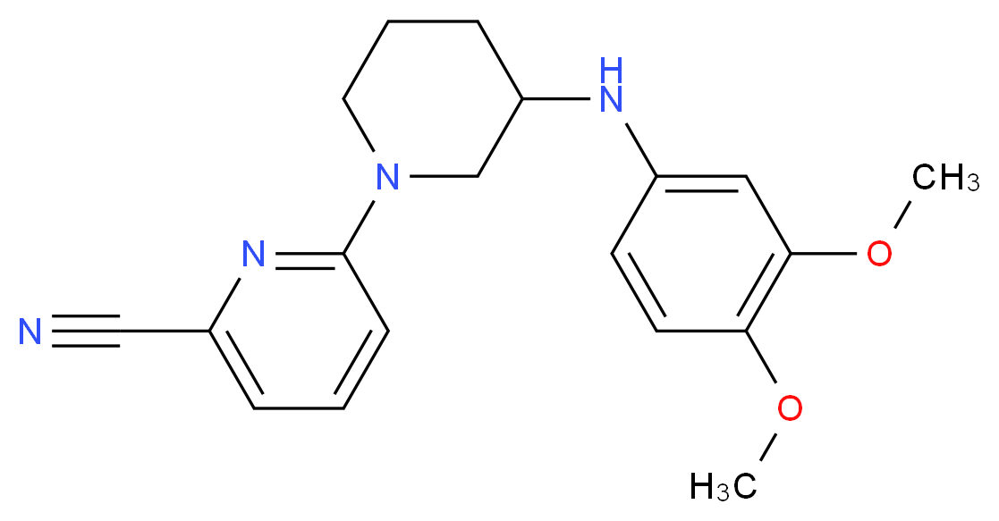 6-{3-[(3,4-dimethoxyphenyl)amino]-1-piperidinyl}-2-pyridinecarbonitrile_分子结构_CAS_)