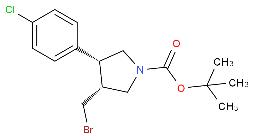 tert-butyl (3R,4R)-3-(bromomethyl)-4-(4-chlorophenyl)pyrrolidine-1-carboxylate_分子结构_CAS_1260596-86-8