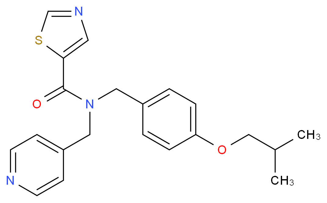 N-(4-isobutoxybenzyl)-N-(4-pyridinylmethyl)-1,3-thiazole-5-carboxamide_分子结构_CAS_)