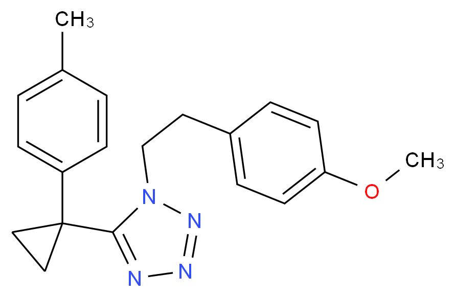 1-[2-(4-methoxyphenyl)ethyl]-5-[1-(4-methylphenyl)cyclopropyl]-1H-1,2,3,4-tetrazole_分子结构_CAS_916923-10-9