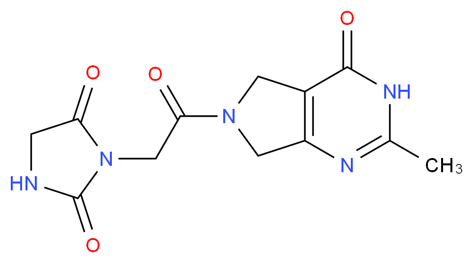 3-[2-(2-methyl-4-oxo-3,4,5,7-tetrahydro-6H-pyrrolo[3,4-d]pyrimidin-6-yl)-2-oxoethyl]-2,4-imidazolidinedione_分子结构_CAS_)